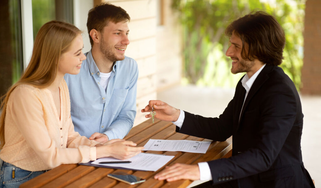 Couple talking to a home loan specialist